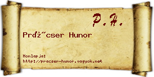 Prácser Hunor névjegykártya